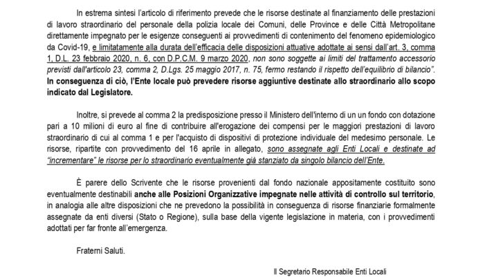 Chiarimenti in merito all’art. 115 del D.L. 18/20 (“Cura Italia”)